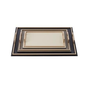 ถาดเสิร์ฟไม้ทำมือ เป็นมิตรกับสิ่งแวดล้อม ทนทาน ใช้งานได้หลากหลาย พร้อมหูจับทองเหลืองขัดเงา ลายเรียบหรู ดีไซน์ตกแต่งแบบอุตตาร์ - Product Image 3