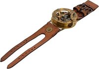 Boussole de navigation nautique vintage antique en laiton, horloge solaire magnétique, style steampunk, cadeaux de baptême, en cuir fait main