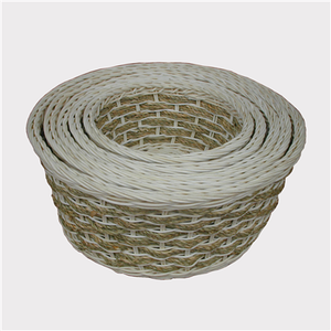 Cesta ovalada de ratán con asa Organizador de cocina de plástico y contenedores de almacenamiento de cosméticos artesanales en caja - Product Image 1