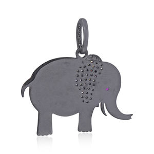 Charme éléphant bébé en diamant véritable, vermeil jaune, pendentif en argent 925, bijoux fins, vente en gros - Product Image 3