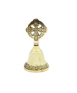 Campana de mano de latón con Cruz para iglesia, suministros de Iglesia, Brassworld, suministros funerarios de la India - Product Image 1
