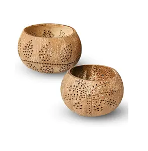 เชิงเทียนกะลามะพร้าว Tealight,ของตกแต่งบ้านสไตล์วินเทจงานแต่งงาน - Product Image 1