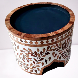 Wooden <b>Cake</b> <b>Stand</b> Round Shape Brown & White Color Leave Floral Design for Birthday Party Wedding Home Hotel Tradnary - Product Image 2