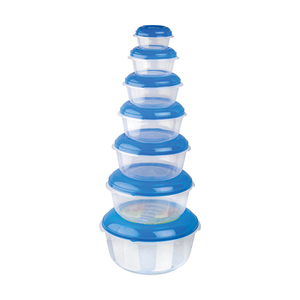 Contenedor redondo desechable de tres compartimentos, embalaje de plástico, caja de comida para llevar, contenedor redondo de plástico para alimentos, juego de 7 piezas - Product Image 2