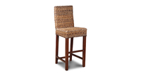 Tabouret de bar moderne en rotin naturel, chaise de comptoir à dossier haut en osier, vente en gros, pour extérieur et intérieur, pieds en bois, tabourets de bistrot et de café