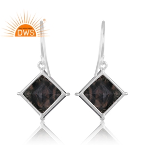 925 plata esterlina fina ágata de musgo Natural piedra preciosa diseño cuadrado pendiente colgante fabricante de joyería - Product Image 4