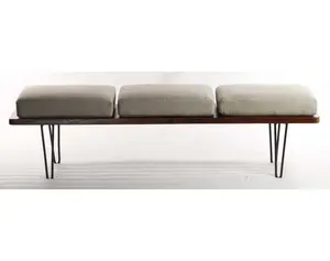 Bangku Besi dan Kayu dengan Kursi Bantal, Sofa Furnitur Sofa Modern