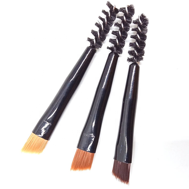 Портативная мини-расческа для бровей с двойной головкой и косым спиральным наконечником, расческа для бровей, косметические инструменты для начинающих, веганская, черная, портативная