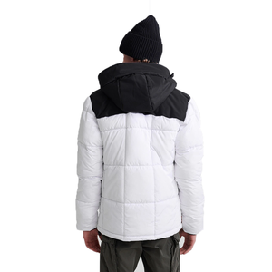 Breathable <b>Black</b> and White Full Zip <b>Long</b> Sleeve Puffer <b>Coat</b> Plus Size <b>Men's</b> Jacket for Adults - Product Image 2