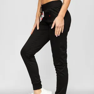 Kadın spor Joggers Sweatpants cepler ile atletik koşu rahat Yoga pantolon gevşek Fit düz bacak açık alt