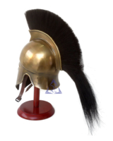 Armadura griega antigua, casco corintio, penacho negro, disfraz espartano ateniense con acero de latón, decoración del hogar, estilo rey Medieval