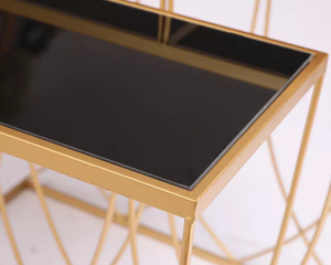 Mesa de centro decorativa de Metal con diseño de hojas, espejo superior - Product Image 4