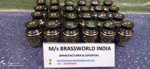 Recuerdo grabado en oro y negro de latón, urna de cremación, suministros funerarios, BRASSWORLD, INDIA - Product Image 4
