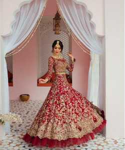 ใหม่อินเดีย/ปากีสถาน KOTI กับ LEHENGA ชุดประดับในลูกปัดแก้วคริสตัล,RESHAM,เต็มรูปแบบของ DABKA ทำงานสำหรับงานแต่งงาน @ 2021 - Product Image 1