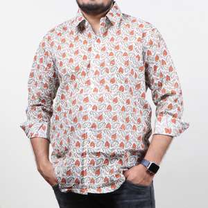 Customized <b>Satin</b> Party <b>Shirt</b> in 100% Pure Cotton Breathable and Sustainable with Printed Pattern - Product Image 1