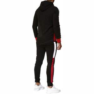 Conjunto de 2 piezas formado por Top y Pantalón deportivo para hombre, chándal con cremallera y capucha, longitud hasta la cintura, con cordón, tiras laterales de contraste, para gimnasio, 2022 - Product Image 3