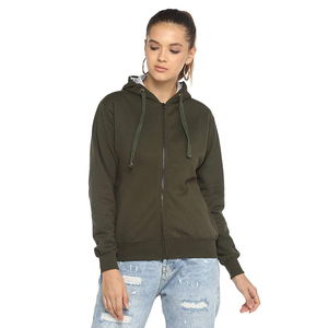 Sweat à capuche pour femmes, en coton uni, Style personnalisable, surdimensionné, avec fermeture éclair, dernière conception 2020 - Product Image 1