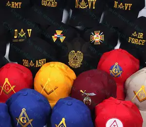 شعار ماسوني مخصص تطريز مخصص وألوان مخصصة وتصميمات قبعة وقبعة
