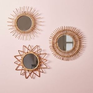 Miroir mural rond contemporain en rotin pas cher avec couleur personnalisable pour hôtel et usage domestique, décoration toutes saisons - Product Image 4
