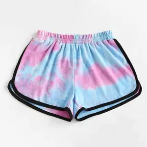 Sexy hot sale Summer Fashion Customize Tie Dye Dolphin Shorts Women Sports Rainbow Shorts Comfortable wear fabric