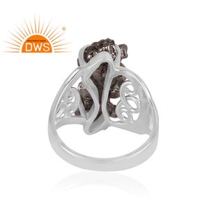 Anillo apilable de plata de ley fina hecho a mano, Gema de meteorito, fabricante de joyería - Product Image 4