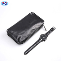 Tas Tangan Pria Lembut Kulit Retro Panjang Dompet Pria Lapisan Pertama Kulit Ponsel Kulit Clutch Bag
