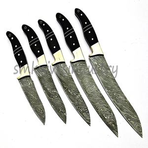 Juego de cuchillos de chef de cocina de 5 piezas con estilo de Damasco hecho a mano, cuchillas afiladas de acero inoxidable y funda de hueso para el Meat-SKM1285 - Product Image 5