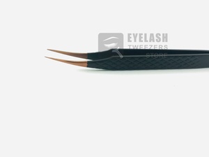 Pinzas de aislamiento curvas de acero inoxidable sostenibles con logotipo personalizado, extensiones de pestañas de oro rosa negro, uso con tipo de punta puntiaguda - Product Image 2