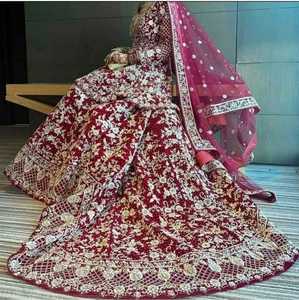 LEHENGA-HEAVY-KURTA con vestido de novia de rastreo, embellecido en cuentas de cristal, piedra completa de DABKA, trabajo para boda, 2021 - Product Image 1