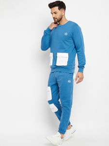 Conjunto Deportivo Huzaifa para Hombre, Corte Regular, Azul Cielo y Blanco, Poliéster/Algodón, Felpa, Elástico en 4 Direcciones, Transpirable, Cómodo para Invierno - Product Image 4