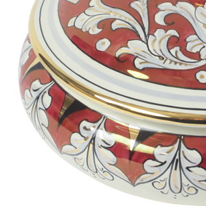 Boîte en céramique à la main peinte à la main, fabriquée en italie avec un lustre métallique en or pur et rouge - Product Image 4