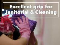 Gants flocqués en caoutchouc naturel rose, antidérapants, imperméables, épaisseur 17 mil, à manchette droite, pour la manipulation de la viande et du poisson - Fabriqués en Malaisie