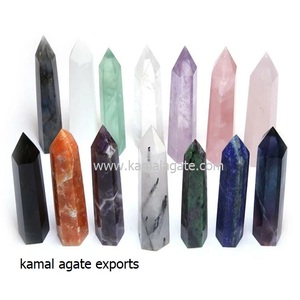 Petit Point Tours de Guérison Naturel Obsidienne Noire Agate Cristal Pierre Précieuse Pierre Semi-Précieuse Artisanat à Vendre - Product Image 2