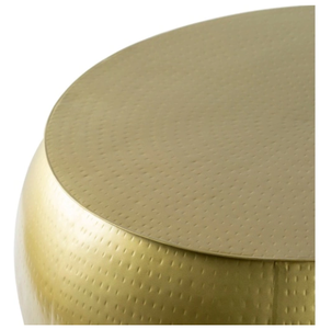Table basse en forme de tambour Table en métal martelé Table d'appoint élégante en métal martelé Parfaite pour les salons, les chambres ou les patios - Product Image 4