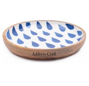 Nuevo producto de estilo americano, cuenco de madera de la mejor calidad, pegatina decorativa esmaltada, cuenco para servir, juego de vajilla para restaurante de Hotel en casa - Product Image 4