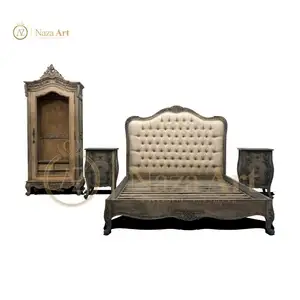 Antique French Style Bedroom Set With French Style Made teak wood solid dark brown color for bedroom furniture and other furni