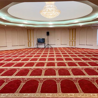 Tapis de prière en rouleau en nylon, laine et terylène imprimé en 3D, motif rouge, pour mosquée, en polyester durable, taille et design personnalisables