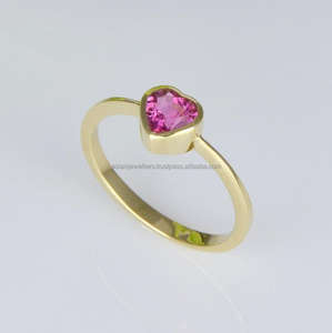 Bague en Quartz Rose avec Pierre Précieuse en Argent Sterling 925 Belle main Plaqué Or Mode Unique Bijoux - Product Image 1