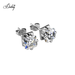 <span class=keywords><strong>Orecchini</strong></span> a Perno Senza Piombo e Nichel, Impreziositi <span class=keywords><strong>con</strong></span> Cristalli <span class=keywords><strong>Swarovski</strong></span>, Pietra Singola Quadrata, Gioielli da Donna Daisini - Product Image 3