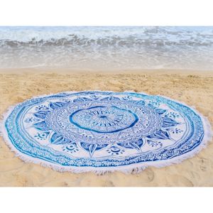 ผ้าขนหนูชายหาด Mandala ทรงกลมพิมพ์แบบกําหนดเองเป็นมิตรกับสิ่งแวดล้อมผ้าขนหนูผ้าฝ้าย 100% พร้อมขนาดและโลโก้ผ้าขนหนูชายหาดที่กําหนดเอง - Product Image 3