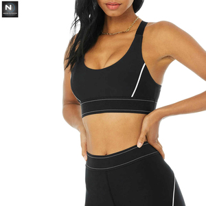 Conjunto de Sujetador deportivo negro para mujer, mallas de Fitness, Yoga, entrenamiento, 2 piezas, para exteriores - Product Image 3