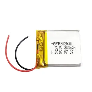 रिचार्जेबल 5mm मोटाई 3.7 v ली आयन lipo लिथियम बैटरी 502530 3.7 v 300 mAh