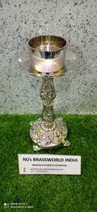 เชิงเทียนทองเหลืองชุบเงินขัดเงา ของตกแต่งโบสถ์ ของสะสม ของใช้ทางศาสนา Brassworld India - Product Image 3