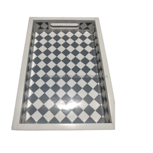 Bandejas de servicio de resina de nácar hechas a mano de alta calidad, utensilios de cocina con incrustaciones de hueso al por mayor para hoteles y restaurantes - Product Image 4