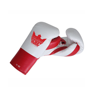 Gants de boxe en cuir blanc à lacets pour MMA, Sanda, entraînement, sparring, combat et Muay Thai, universels