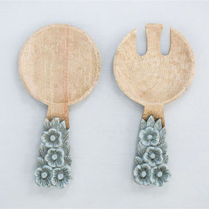 Servidores de ensaladas de madera, Mango liso, 30cm, para comida y ensalada - Product Image 3