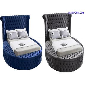 Modern Round <b>Storage</b> <b>Bed</b> <b>with</b> Teak Wood Luxury Design Customized <b>Size</b> French Style at Discount - Product Image 1