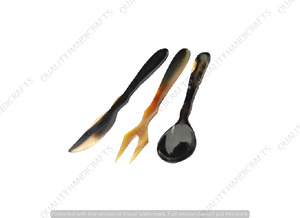 ควายฮอร์นเสิร์ฟช้อนชุด6ชิ้นฮอร์นภาชนะอุปกรณ์เครื่องครัวจากอินเดียโดยงานฝีมือที่มีคุณภาพ - Product Image 3