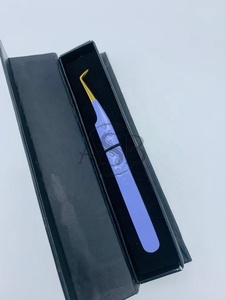 Pinzas para Extensión de Pestañas de 90 Grados de Marca Privada, Punta Puntiaguda, Acero Inoxidable Sólido, Diseño de Corazón Lavanda, Color Sostenible - Product Image 2