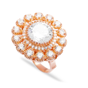 Bague en forme de fleur en Zircon pour femmes, bijou turc, vente en gros, en argent 925, tendance, nouvelle collection - Product Image 1